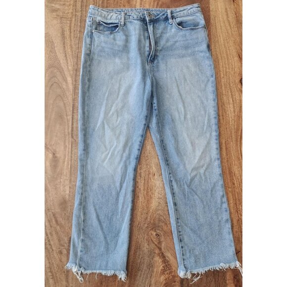 Articles of Society Jeans Womens 31 Light Wash Roslyn Raw Hem Cropped Stretch - Picture 1 of 14